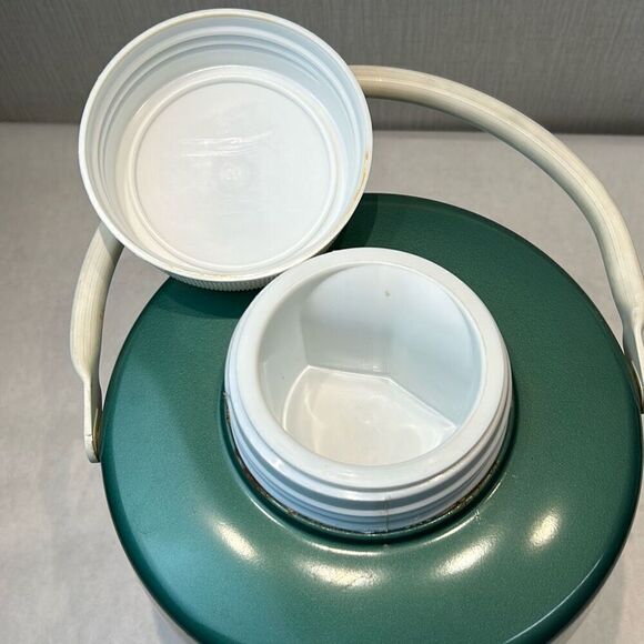 Vtg Coleman Water Jug Cooler Drink Dispenser Green White Round 1970s 1 Gallon - Picture 8 of 13